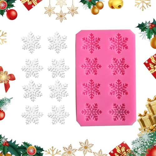 Stampo in silicone natalizio, stampi per cioccolatini a forma di fiocco di neve, stampi da forno in silicone per Natale, fiocchi di neve di Natale, stampi in resina per torte, zucchero e caramelle per