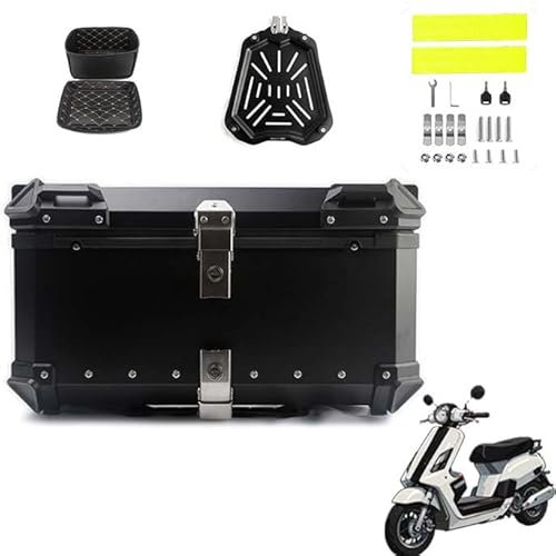 BLAFT Motorradkoffer Topcase für Kymco Xciting, Wasserdicht Topcase Aluminium Motorrad Heckbox Reisen Motorradkoffer für Lagerung Helm Motorradkoffer,65L-Black