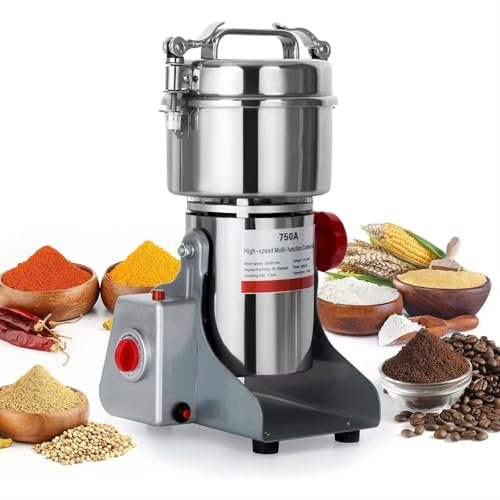 2500g Electric Grain Mill Grinder, Commercial Stainless Steel Mill Grain Grinding Machine, 32000RPM Spice Herb Grinder, Overload Protection, 5min Timer, for Dry Cereals/Spice Herbs/Coffee