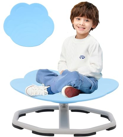 Siairo Silla giratoria sensorial de 360° para niños con autismo de 3 a 8 a 49.3 mm, acero grueso, carga de 60 kg, silla de entrenamiento vestibular antideslizante (azul)