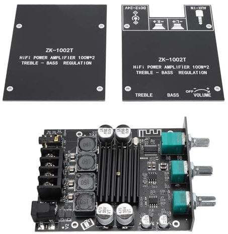 2x100W 5.0-Verstärkerplatine, Höhen-Bass-Steuerung, DC12-24V, BT-AUX-Eingänge, 2.0-Kanal-Stereo-AMP-Platine für DIY-Funklautsprecher