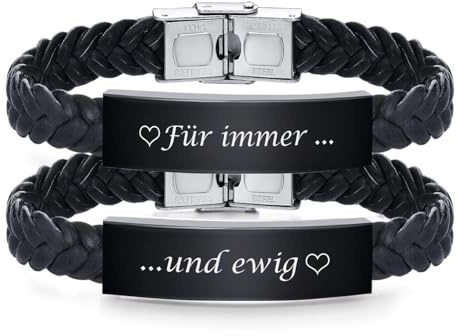 XUANPAI Partnerarmbänder mit Gravur Pärchen Armband Leder für Herren Damen Verstellbares Paar Armbänder Personalisierte Geschenke für Paare Weihnacht Jubiläum Geburtstagsgeschenk