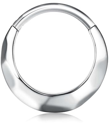 BodyBonita Silver Septum Rings 16G - 316L Stainless Steel Nose Rings Hoops for Women Septum Piercing Jewellery 9 mm Whispering Waves