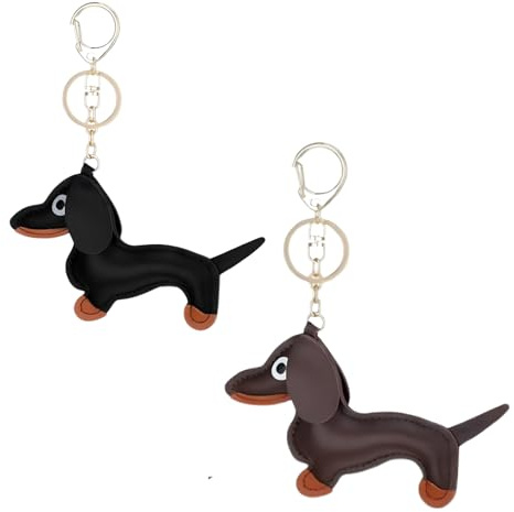 Schlüsselanhänger Dackel Leder Dackel Schlüsselanhänger Süße Welpe Hundetasche Anhänger Leder Glücksbringer Dackel Keychain Geschenke für Lieblingsmensch Frauen Männer Kinder Geburtstag Schlüsselring