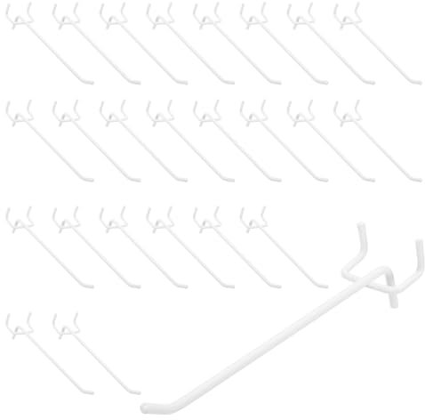sourcing map 50 ganci resistenti per pannelli forati, ganci per scaffalature da 10,2 cm, per pannelli forati da 1/4, organizer per garage, ufficio e cucina, bianco