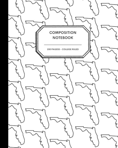 8x10 Composition Notebook - 200 College Ruled Pages - Florida Outline Notebook Journal with Clean White Background for Kids, Preteens, Teens and Adults