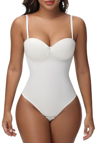SHAPSHE Shapewear Bodysuits for Women - Sexy Sleeveless Bustier Corset Top Tummy Control Shapewear Low Cut Bodysuit Concert Outfits for Women