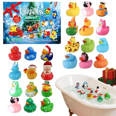 Decorazioni natalizie in - Anatroccoli festivi | Calendario 24 pezzi Scatola giocattolo per compleanno, carnevale, feste, shower, matrimonio