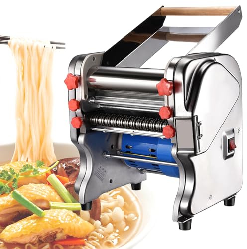Commercial Electric Pasta Maker with Dough Sheeter and Cutter for Bakery and Catering, Adjustable Thickness