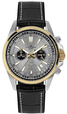 JACQUES LEMANS Herrenuhr Chronograph Liverpool Schwarz/Grau 1-2117ZL