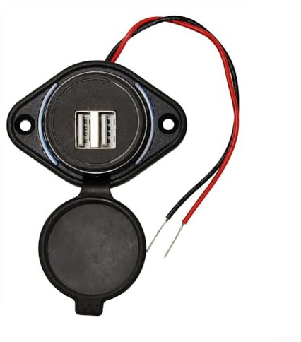 Adaptador de cargador de coche USB dual impermeable 3 1A para motocicletas de 12 V y 24 V, coches, yates, ATV, UTV con toma de corriente de doble puerto para carga de dispositivos móviles (azul)