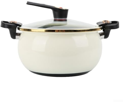 Autocuiseur, 8 L émaillée grande capacité pour la cuisine maison, multifonction, double poignée, antiadhésive, blanc (blanc)