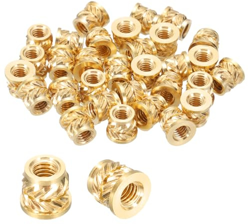 QUARKZMAN 30 Pezzi Inserti Filettati, M4 x 6.7mm H x 6.8mm OD Ottone Metrico Zigrinato Flangia T-Dadi Filettatura Femmina Inserti Termoinstallazione Dadi Ad Incorporamento