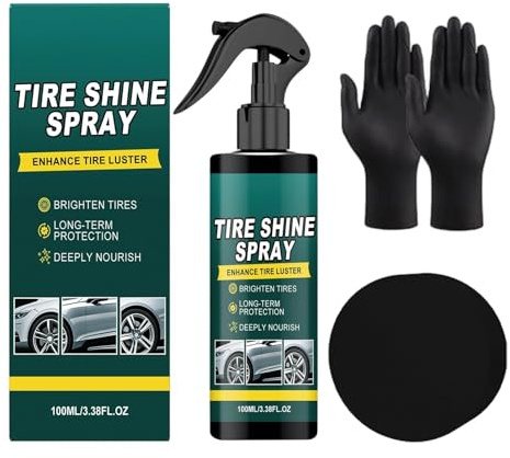 Generico Spray lucidante per Pneumatici - Spray lucidante per Pneumatici per Auto, 100 ml Lucidnte per peumatici, ripristina la Finitura Nera, Protegge da Crepe e UV, Aspetto Bagnato a Lunga Durata