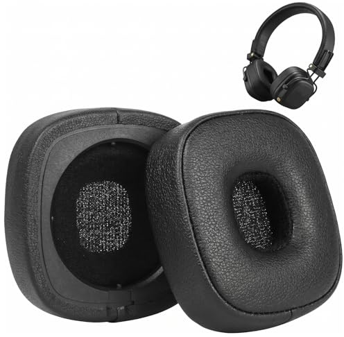 NOPVUFA 1 Coppia di Cuscinetti di Ricambio per Major IV Bluetooth, Padiglioni Auricolari in Pelle Proteica e Memory Foam, Compatibili con Major 4/3/2/1, Nero