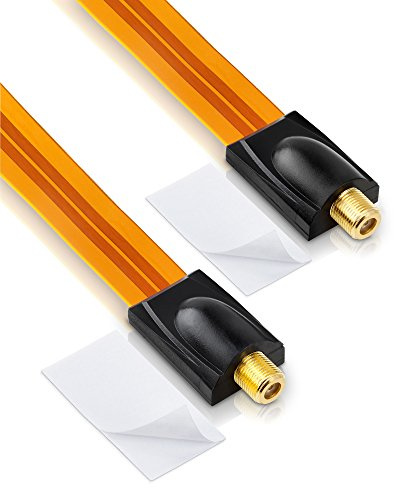 sonero WA30 Fensterdurchführung extrem flach-flexibel geschirmt für Sat-Kabel (30cm Länge, vergoldete F-Kupplung auf F-Kupplung, inkl. 2 Klebepads, für Fenster und Türen), Kupfer