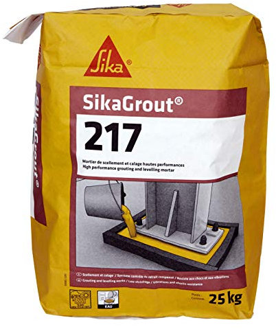 SIKA - Mortier de scellement et de calage - Sikagrout 217 Gris - Bonne adhérence béton, mortier, acier - Résiste aux chocs et aux vibrations - Résiste à l’eau de mer et aux eaux sulfatées - 25kg