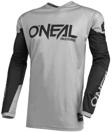 O'NEAL | Motocross-Trikot | Enduro MX | Atmungsaktives Material, gepolsterter Ellenbogenschutz, Passform für maximale Bewegungsfreiheit | Element Jersey Threat | Erwachsene | Grau Schwarz | Größe S