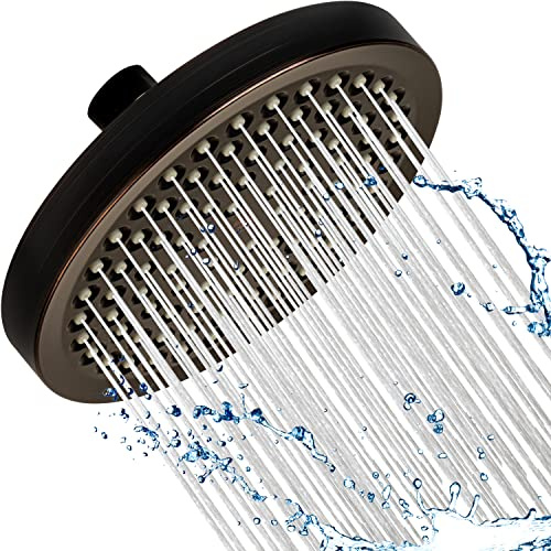 Aqua Elegante High Pressure Rain Shower Head - 6 Inch Luxury Rainfall Showerhead With Self-Clean Nozzles, Great Flow And Best Overhead With Adjustable Extension Arm - 2.5 GPM - Oil-Rubbed Bronze