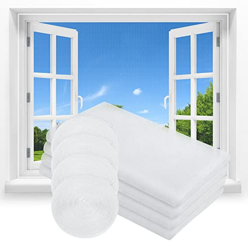 flintronic Window Screen Mosquito Netting, 4 Pack Self Adhesive Window Fly Screen, 130 x 150 cm Fly Screens for Windows with 2 Screen Repair Subsidy, Keep Bugs/Flys/Mosquitoes Out(White)