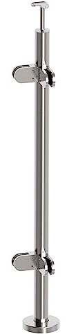 LIUCHONGYANG99 1PC Glass Stair Railing Post System Stainless Steel 304 Staircase Handrail Balusters with Glass Clamp and Rubbers, Silver Metal Balustrade 110cm Suitable for Stairs, Terraces, Gardens