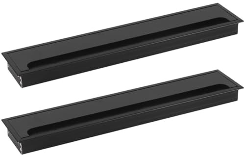 ZESLIV 2 Stücke Kabeldurchführung aus Aluminiumlegierung für Schreibtisch, Kabeldurchlass Rechteckig 80x 400mm mit Bürstendichtung aus Aluminium für Tisch Tischdurchführung