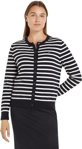 Tommy Hilfiger dam Co Jersey Stitch Cardigan tröja, Ökenhimmel/elfenbensblad Stp, M