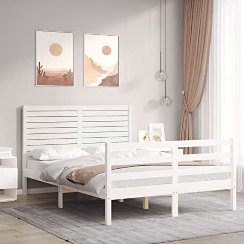 BUKSCYJS Palettenbett,Schrankbettmassivholzbett Mit Kopfteil Weiß 120x200 Cmgeeignet FüR Wohnzimmer, Schlafzimmer, Lounge, Balkon, Sofa, Wohnung, GäStezimmer