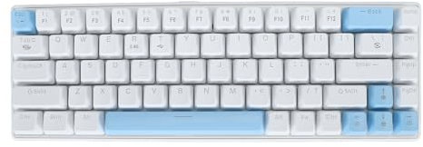 60% Mechanical Gaming Keyboard, Compact 61 Keys Bluetooth 5.0 2.4G USB C Keyboard with RGB Backlit, Mini Portable Keypad for Smartphones Laptops Tablets (Blue and White)