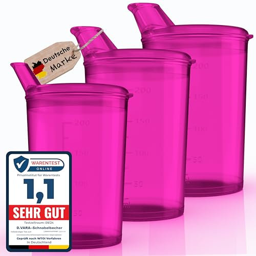 3x Schnabelbecher mit Deckel 250ml Rot Schnabeltasse Senioren Set aus 3x Becher mit 3x Deckeln (2x mit Öffnung 12 x 10 mm u. 1 x mit Öffnung 4 x 4 mm) Trinkbecher mit deckel- Trinkbecher Baby (Rot)