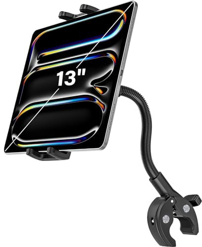Dosvsi Spin Bike Tablet-Halterung, Matal Schwanenhals, Laufband, Tablet-Halterung, Anti-Shake-Laufband-Tablet-Halterung, stationäre elliptische Lenkerklemme für iPad Mini Air, Tab, Z-Falz, iPhone,