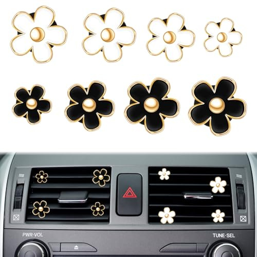 8 Stücke Gänseblümchen Deko Car Air Vent Clips Car Air Outlet Aromatherapy Auto Lufterfrischer Clip Blumen Gänseblümchen Blume Auto Clip für Auto Deko Innen Auto-Luftauslassgitter Büro Wohnzimmer