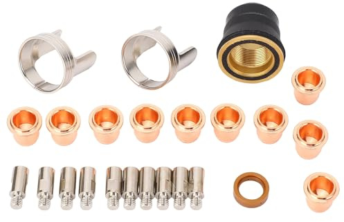 24-teiliges Plasmaschneider Verbrauchsmaterial Set kompatibel mit IPT-60, PT-60, IPT-4, Düsen, Elektroden, Schutzkappen, Wirbelringe, Abstandshalter