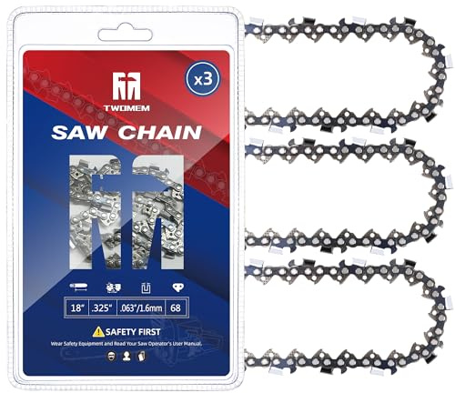 Cadena de motosierra de 18 pulgadas, paquete de 3 68 eslabones de transmisión, paso de 325 pulgadas, calibre de 63 pulgadas, compatible con 025, 025C, MS 250, MS 250 C, MS 250 C-BE, MS 251, MS 251 C