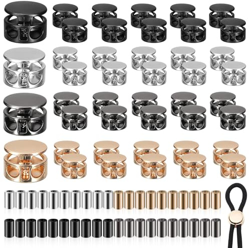 cersaty® 80 Stück Kordelstopper Kordelenden Set, Legierung Kordelklemme für Lanyard, Kleidung, Rucksack, Sportwear, Kordelzug Taschen Schnurstopper