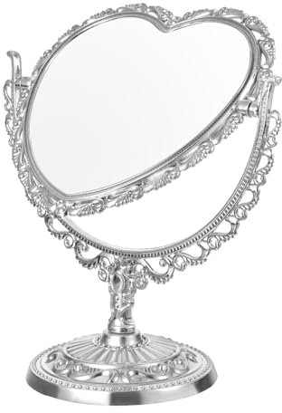 Beatifufu Vintage Herz Makeup Spiegel Retro Doppel-Sided Tischspiegel Mit Ständer Für Badezimmer Und Schlafzimmer Für Make-up Und Mehr