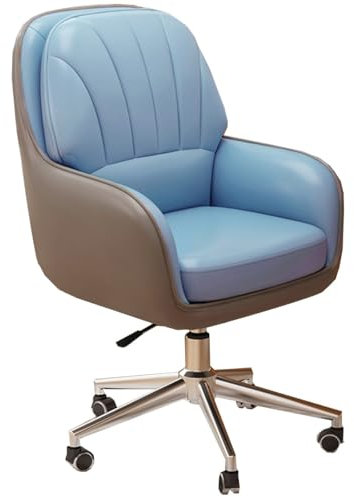 Home-Office-Stuhl, ergonomischer Schreibtischstuhl, PU-Leder, Arbeitsstuhl, Executive-Rollstuhl, Drehstuhl, Computerstuhl mit mittlerer Rückenlehne, mit Lendenwirbelstütze und Armlehne, vers