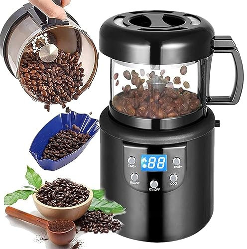 Electric Coffee Roaster Machine, 2 in 1 - Baking & Cooling Hot Air Coffee Roaster - Timing + LED Display, Separation of Chaff, for Roasted Beans Grains Peanuts Nuts