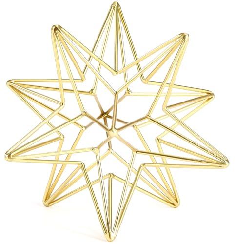 MOCOME 7 Inches Gold Decorative Sphere, Metal Gold Starburst Tabletop Sculpture Decor, Metal Geometric Sculptures Home Decor, Abstract Tabletop Decorative Ball for Home Decor