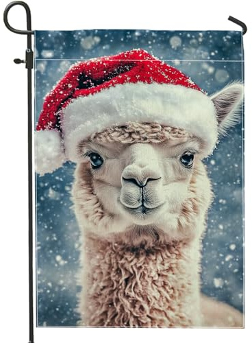 Bandiera da giardino in alpaca per vacanze invernali cappello di Babbo Natale rosso palcoscenico nevoso decorazione esterna bandiera cortile double face tela di iuta decorazione prato festivo 30,5