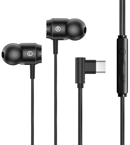 MUNSKT Cuffie USB C per iPhone 16Pro Max, auricolari con cavo USB C per Samsung Galaxy S24 Ultra, cuffie compatibili con OnePlus 10T/10 Pro, iPad Pro/Mini 6/Air (nero)