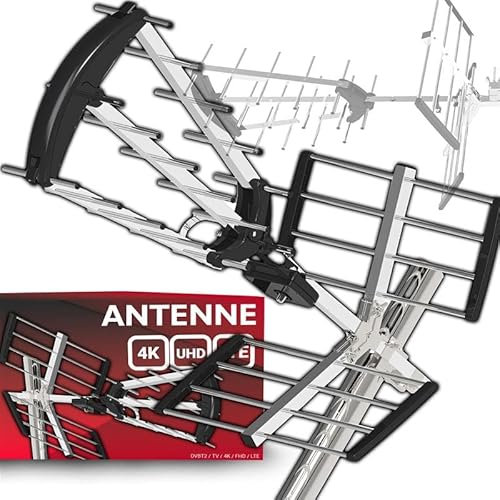 Retoo Antenne DVB-T2 Außenantenne mit Eingebautem Verstärker 0-120 km Fernempfang LTE Filter 13dB Gewinn Großer Reichweite Frequenz 168-862 Hz Horizontale und vertikale Polarisation