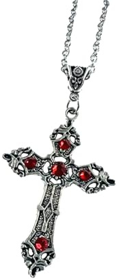 Dickly Collana con Ciondolo Croce Collana con Croce Gotica Collana Girocollo in Metallo con Gioielli Religiosi retrò gotici per Il Battesimo di Halloween di