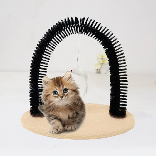 Enthaarungsbogen Katze, interaktive Katzen-Selbstpflege, mit Kratzpad, Katzengesichtskratz-Massagebürste, Haustierpflege, Kratzbaum für Katzen und Kätzchen (D)