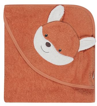 Sterntaler Kapuzenbadetuch Fuchs Filou – weiches Babyhandtuch mit Kapuze aus saugfähiger Baumwolle mit 3D-Ohren – hautfreundliches Badetuch für Babys & Kleinkinder – rost, 100 x 100 cm