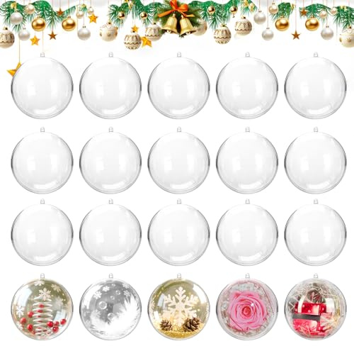 XPJBKC 20Pcs Palline di Natale Trasparenti Apribili, 10cm Palline Trasparenti Apribili, Riutilizzabile Palline di Natale da Decorare, Decorazioni Albero di Natale per Decorazioni a Tema Invernale