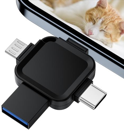 4 In 1 128GB USB Stick lPhone Mit Anschlüssen lOS/USB/Type-C/Micro-USB | Ohne App Erforderlich,USB Stick für lphone Speicherstick Metall-Speicher Für Telefon, Speichert Mehr Fotos Und Videos