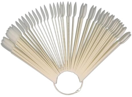 Exhibición de Uñas en Abanico 50 Piezas Plástico Metal Blanco | Manicura, Práctica de Decoración de Uñas, Fácil de Llevar, para Principiantes y Expertos