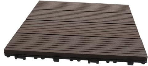 ORFOFE Outdoor Wood Plastic Composite Floor Tile Garden Splicing Decking for Balcony and Patio Decor Interlocking Brown Planks