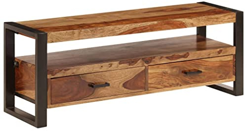 Refined Mangoholz Lowboard Fernsehschrank Fernsehtisch Möbel TV-Schrank 120x35x45 cm Massivholz Akazie